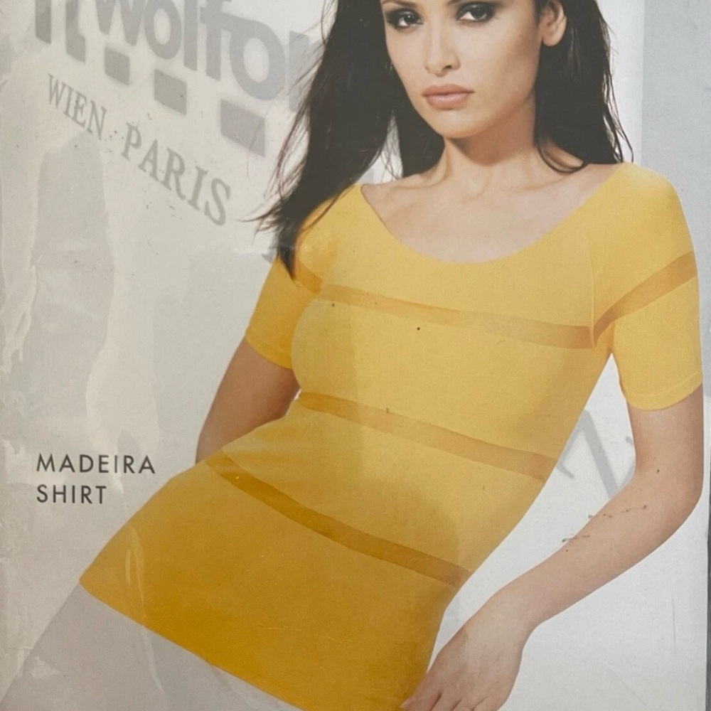WOLFORD MADEIRA Sheer Panels Dress Stretch Blouse Shirt Top sz M
